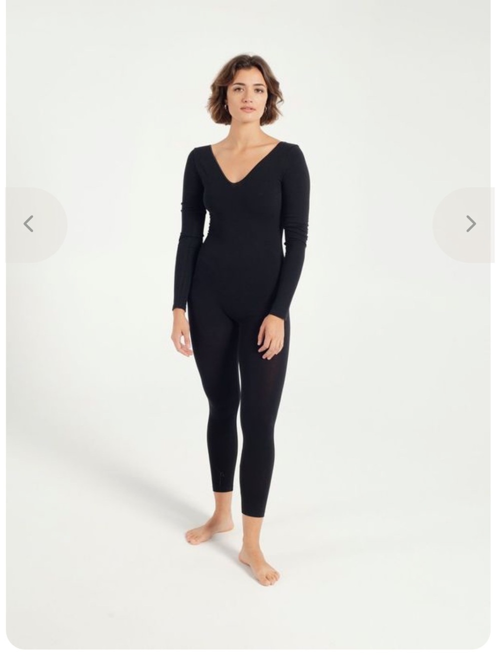Black Long-Sleeve V-Neck Jumpsuit